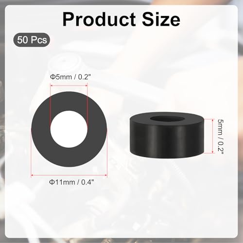 Multifunctionele rubberen afstandhouders, 50 stuks, 0,5 x 0,4 Inch Od x 0,5 Inch T Anti-Vibratie Isolatie Pads, Ronde Neopreen Bushings, Rubber isolatieschijven voor Hvac Bolts, Accessoires