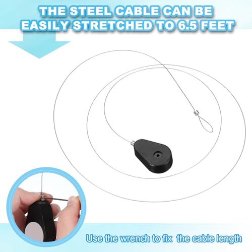 3.3 Ft Intrekbare afstandsbediening Tether, Oval Security Kabelsleutel slot met dubbele zijde lijm voor TV Remote Gaming Controller, Zwart (Lock Buckles) 3