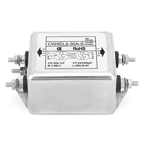 Mains Filter 230 V, CW4EL2-30A-S, Mains Filter Enkele Fase Filter, EMI Power Filter, 115 V / 250 V 30 A 50 / 60 Hz, Elektromagnetische Interferentie Filter 5