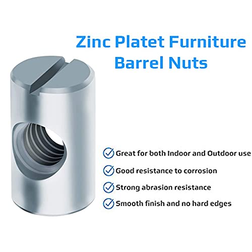 Barrelmoer Hexaton Asymmetrisch zinkstaal (verpakking van 5) voor meubels/bedden/ribbe/stoel/beddenmoerenmoer bevestigingsmiddelen (10mm x 20mm)