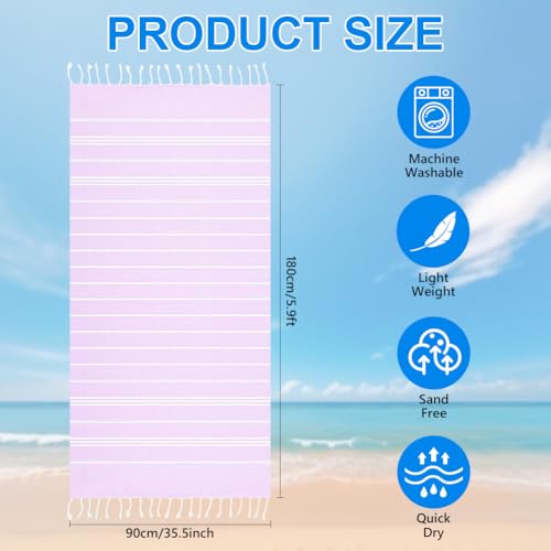 Extra grote lichtgewicht strandhanddoek, Extra grote dun zand gratis handdoeken, Geschikt voor reizen, Zwemmen, Zwembad, Camping, voor volwassenen, Vrouwen, Mannen, licht violet, Eén maat