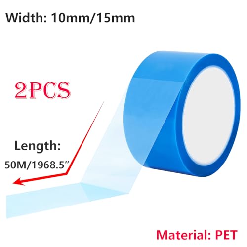 2 Rolls 15mm x 50m Hoge temperatuur PET kleefband, Blue Isolatie Tape voor Elektronica, Circuit Boards, DIY Ambacht