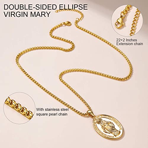 Sieraden Oval Wonderbaarlijke medaille ketting, Onze Lieve Vrouw van Graces, Hanger met Filigree Edge, Maagd Maria Religieuze sieraden voor vrouwen mannen 4