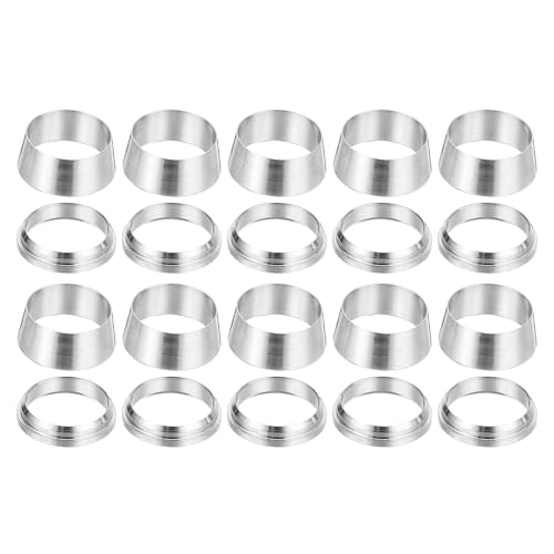 12mm Tube OD 304 roestvrij staal Compressie Tube passen Mouw, 10 Pack dubbele metalen ring slang passen Assortiment Kit, Zilver