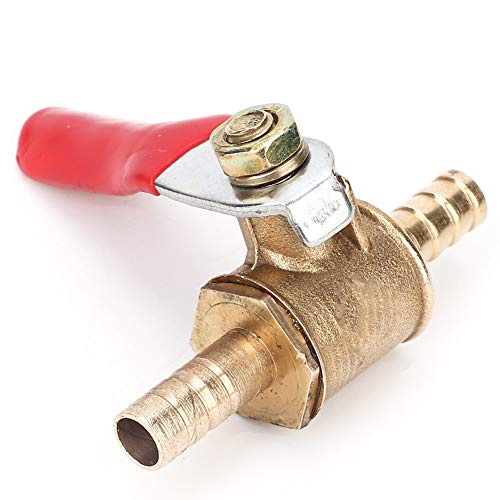 5PCS Brass Water Mini Ball Valve Off Switch, 1/4 inch PT Mannelijke Thread + Barb Quick Coupling On/Off Shutdown Drain(6mm) 5