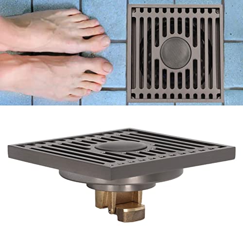Vierkante Vloer Afwatering met filter en afdekrooster, 10 x 10 x 2,5 cm, Roestvrij staal, Grijs, Drain deksel, Haarstrainer, Douche Drain voor badkamer, Keuken, Balkon 5