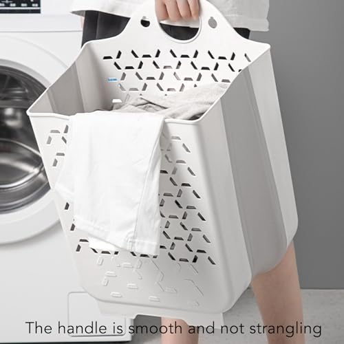 Opvouwbare Wasmand, Wand-Mounted Plastic Opbergmand met handgrepen voor wasslaapzaal (Wit) 5