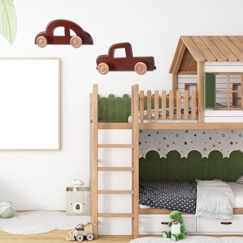 3Stuks 3 Styles Houten wand kleren houder, Dichtheidsbord auto vormgegeven Coat Rack Heavy Duty voor badkamer slaapkamer deur entree decoratie hangen jassen hoeden tassen handdoeken sleutels 5