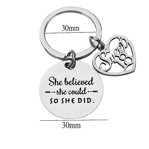 Ze geloofde dat ze kon dus ze deed inspirerende 18e verjaardag sleutelhanger voor dochter zuster vriendin familie verjaardag cadeau meisje zilver M, zilver