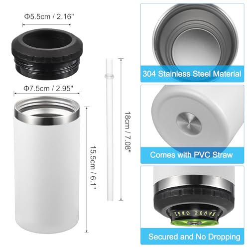 Slim Can Cooler, 16oz Skinny kan geïsoleerd bier Sleeve Drinkhouder voor bier Soda koffie gewone blikken en flessen, wit