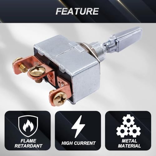 Heavy Duty Toggle Switch, DC 12V, 50A, Self-locking Aan/Uit Switch, 3 niveaus, SPDT Rocker Switch met Rubber Cover, Pack van 2 4