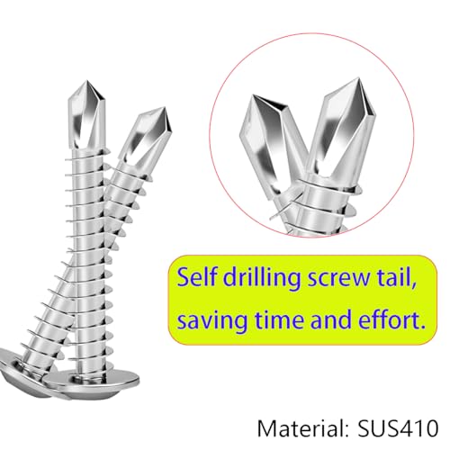 100 st Roestvrij stalen boor Schroeven Plate Schroeven Zelfboren Schroeven Phillips Ronde kop Boorschroeven set met M4.2x32m m 5
