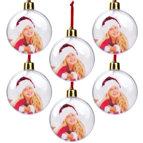 6 stukken Kerstmis Foto Ball Transparant Frame Kerstballen Kerstboom Hangende Decoratie voor DIY Holiday Party Decoraties Fotodecors