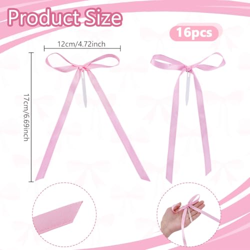 16 stuks Pink Bow Cake Decoraties, 17 x 12 cm Bow, Cake Decoraties, Vintage Cake Toppers, Elegante Thema's, Roze Bow voor verjaardagsfeest, Cake Decoraties