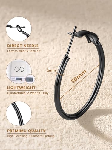 Sieraden Grote ronde hoepel oorbellen voor vrouwen, Roestvrij staal, Grote cirkel, Creoolse oorbellen, Verklaring sieraden, Zilver/Goud/Zwart, 30mm-100m m 3