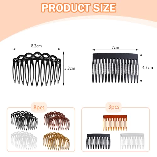 11 stuks Frans Side Hair Combs Twist Decoratieve Accessoires Plastic Headwear Accessoires Dames Hair Comb Decoratie voor vrouwen Bruids bruiloft Veil Meisjes Dikke (5 kleuren)