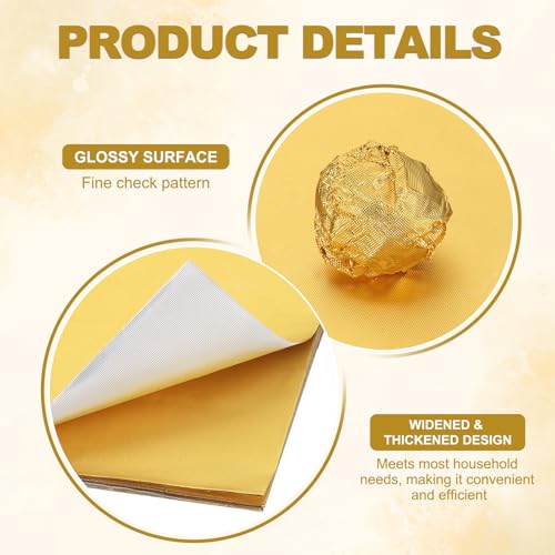 Foil Candy Wraps 15x15cm, 100 stuks Vierkante Fine Grid Aluminium Foil Candy Wrapping Paper voor DIY Chocolate Candies Verpakking Decoratie, Goud 3