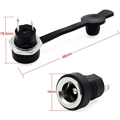5,5 x 2,1mm /5,5 x 2,5 MMDC Power Jack Bus 2 Terminals Bus Panel Mount Power Plug Adapter met stofdichte hoes 52 stuks 3