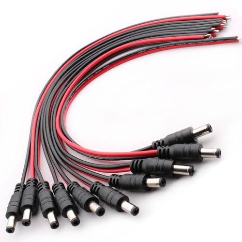 10st 18AWG DC 12V 5A 5.5x2.5mm Male DC Power Cable Pigtails, DC Power Jack Plug Adapter Holle Plug 5.5 2.5 Low Voltage Connector voor CCTV beveiligingscamera