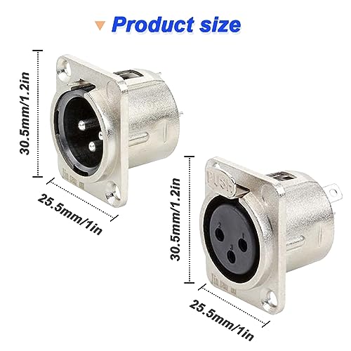 3-pins XLR-plug, 3-pins XLR-plug en 3-pins XLR vrouwelijke montageadapter (10 stuks) 3