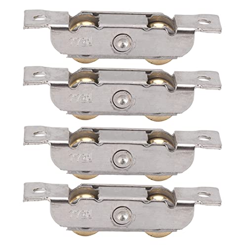 4Pcs Schuifdeur Tandem Roller Montage Roestvrij stalen koperen kogellager deurroller voor glazen deur (Concave Wheel)