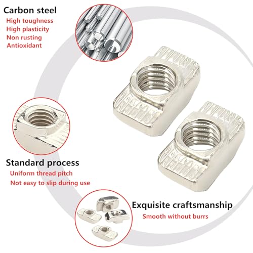 25 st T-Nuts M4 T Nuts, Carbon Steel T-Back Nut, T Nut, Slide Nut, Hammer Head Nuts voor aluminium profiel, M4 x 10 x 6mm 3