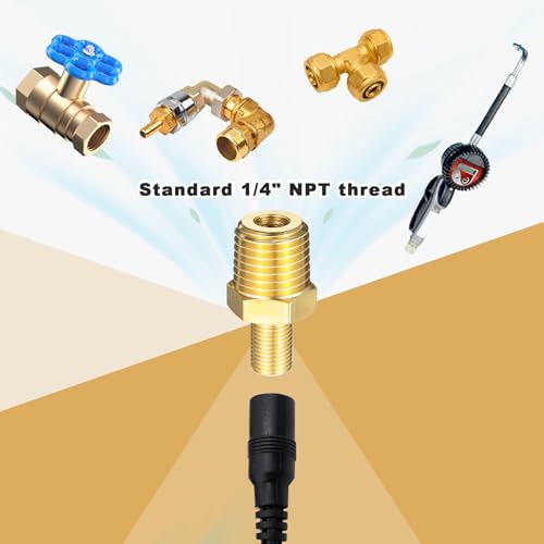 2PCS Brass Air Inflator Adapter, 1/4" NPT Male to Standard Schrader Valve, Valve Connector voor Compressor, Portable Air Slang, Band Inflator, Bags Spring Suspension 3