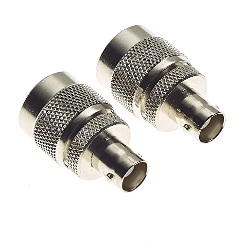 BNC Socket to N Type Plug Adapter, BNC Vrouw naar N Type Mannelijke Adapter - Coax Coupling voor Antenna, WiFi, Router, Radios, Coaxiale Mannelijke Vrouwelijke Connector - Pak van 2