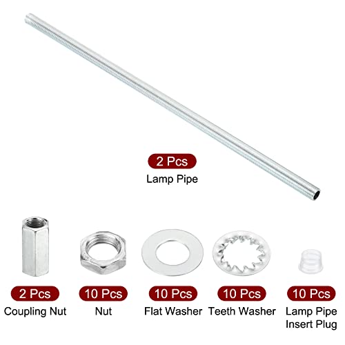 M10 lampbuisset met schroefdraad 30cm met sluitmoerenringen, bevestigingen assortiment hardware voor kroonluchter plafond DIY licht, zink coating 3