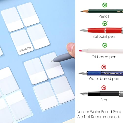 Verpakking van 480 Index Tabs Zelfklevende 40 x 26 mm Page Markers, Kleefstrookjes, Pastel Page Markers, Marker Strips, Wit, PET Side Markers voor Boeken, Documenten, Bestanden, Kantoor 3
