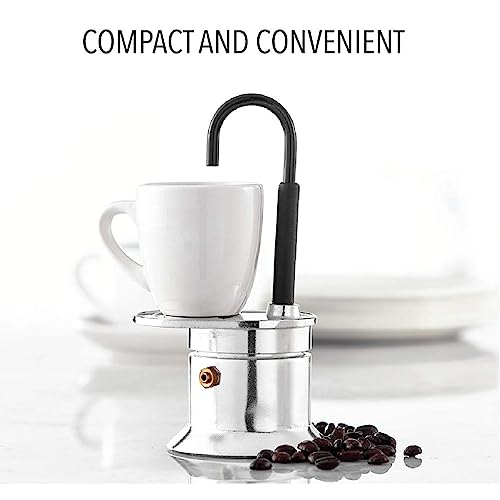 Moka Single Spout Pot, Moka Koffiezetapparaat, Stofop Koffiezetapparaat, Single Tube Moka Pot, 1 Cup 50ml Aluminium Legering Spuit kookplaat Italiaanse koffiezetapparaat, voor Outdoor 4