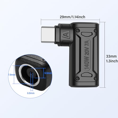 PD 140W DC7909 naar Type C Power Adapter DC 7.9mm x 0,9mm Bushing (7,9 x 5.5mm) Invoer naar USB C Plug met PD auto identificatiechip voor telefoon 3