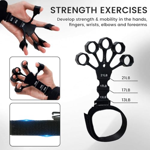 Handtrainer, Finger Trainer, Handtrainer, Finger Trainer, Handtrainer, 3 weerstandsniveaus, Set voor Klimmen, Gitaar en Piano 4