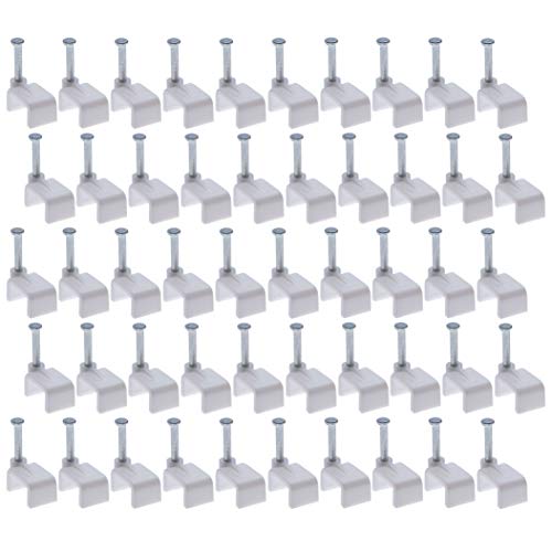 Flat White Cable Nail Clips 10mm Plastic Electric Wire for Cat 5 5e / 6 6a / 7 5