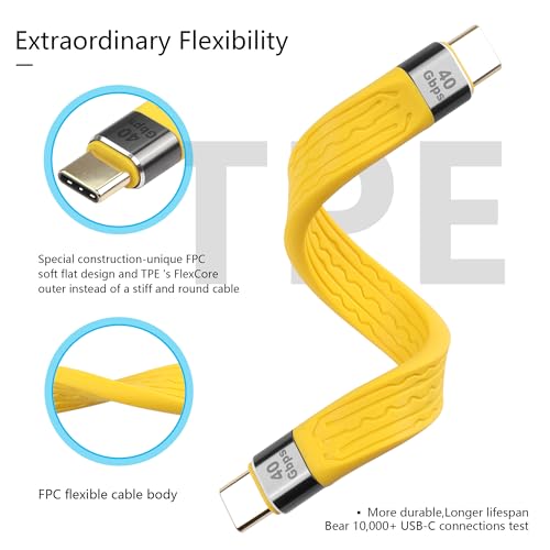 USB4 Type C Extension Cable, 40 Gbit/s, 100 W, PD, Fast Charging, Thin FPC Data Cable, USB C to USB C 8K for Laptop and Phone (Man) 5