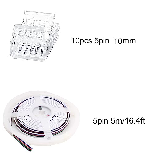5m 5 Pin LED Strip uitbreiding Kabel DC 12V-24V Verbindingskabel + 10 st 5 Pin 10mm LED Strip Connector voor RGBW RGBWW L Plain LED Strip & andere DC 12V, 24V LED Lights