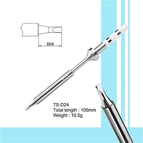 TS100 Soldeerijzer Tips 1PCS 70W Origineel geüpgraded Soldeerijzeren Tip Vervanging voor TS100 Digital LCD Soldeerijzer, Keramiek Verwarmende Kern - Zilver 105mm SILVER