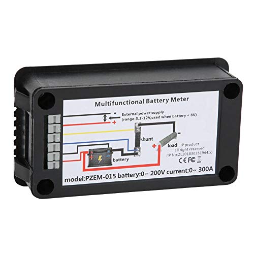 Batterijmonitor, PZEM-015 0-200V 0-300A LCD-scherm, Batterijstroom, Spanning, Vermogen, Energiecapaciteit, Impedantietestercontrole met 300A Shunt [met 015 Engels 300A Shunt] 5