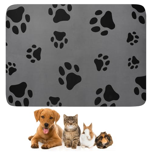 60x40cm Pet Bowl Mat voor honden en katten, Super Absorberende Voeding Mat, Non-Slip en Waterproof Dog Bowl Pad, Hondenvoer Mat, voor Living Room, Pet Store (Dark Grey)