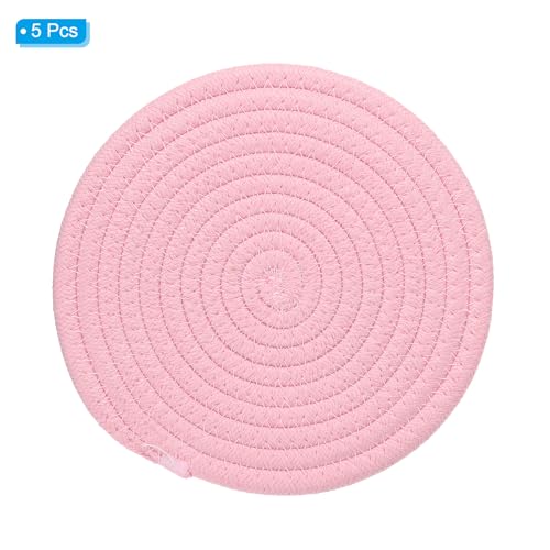 Hot Food Coasters 20,5 cm, 5 stuks Coaster Mat voor Hot Pots en Pans, Heat Resistant Hot Pads, Pothouders voor Keukentafel, Roze 3