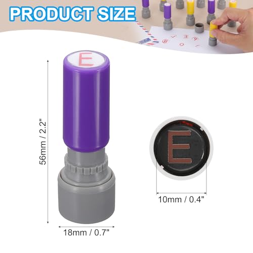 10mm brievenstempels, E-Alphabet stempels Mini Zelf inkt stempels Plastic inkt stempel Set voor leraar, klaslokaal, scrapbooking, rode inkt, paarse Shell