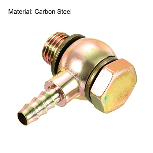 Slang Barb passen elleboog 8mm Barbed Draad M14x1.5 Man Wire, Carbon Steel Pipe Adapter Connector voor Air Water Fuel Oil, Goud 3