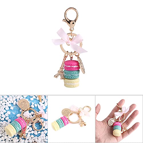 Leuke Macaron Cake Keychain Tower auto sleutelhanger tas portemonnee hanger voor vrouwen Pink Bag Charms(Red Rose) 5