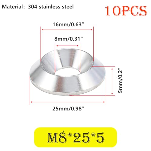 sluitringen met verzonken kop, verzonken schijven M8 x 25 mm