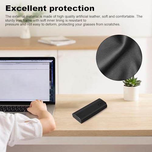 Zonnebril Case Hard Case Set, PU lederen glazen Case Hard Black Glazen Case Zonnebril, met glazen Reiniging Kleding en Opbergzak, voor zonnebrillen, Het lezen van glazen 3