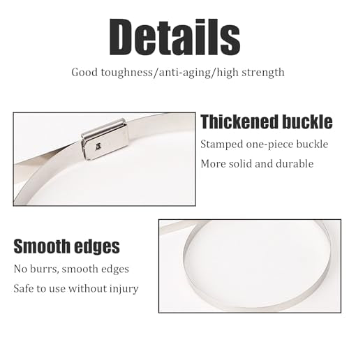 50 stuks metalen kabelbanden, metalen kabelbanden, roestvrijstalen kabelbanden, voor het opwinden, kabelbundelen, bevestigingsbuizen, reparatie van hekken 3