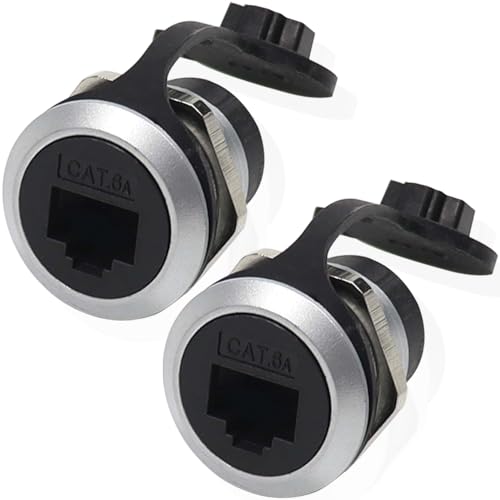RJ45 Panel Mount Coupler, RJ45 CAT6 afgeschermde ethernet LAN Vrouw naar vrouw separatie connector met waterdichte hoes (2PCS)