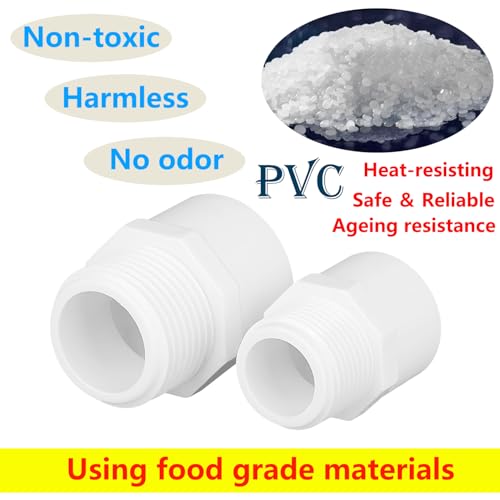 2 stuks PVC Pipe Fittings, 32mm x 1/2 inch Man Thread Pipe Fittings Adapter Connector, voor PVC Hookah Accessoires (Slip to Male Thread) 3