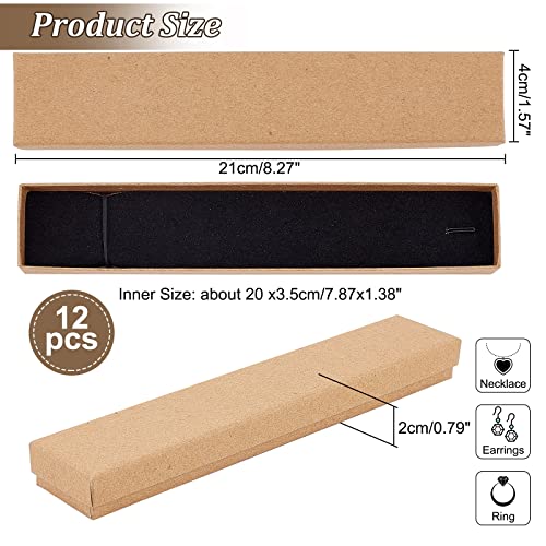 12 stuks Karton Juwelen Box, Rechthoekige armband Cadeau Doos Lange ketting geval voor oorbellen ketting sieraden presentatie, Moederdag, Kerstmis, Verjaardag Cadeau Verpakking Bruin