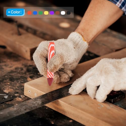 Hout Markering Gekleurde Potloden, 12 Pack 4"x0.55" Hex Wax Band Marker Tekenkrijtjes voor hout, glas, keramiek, karton, was, steen, blauw 5